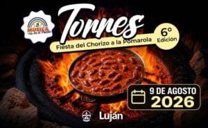 Flyer Fiesta del Chorizo a la Pomarola, en Torres a metros de Luján, provincia de Buenos Aires