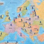 Mapa de Europa con principales destinos turísticos marcados
