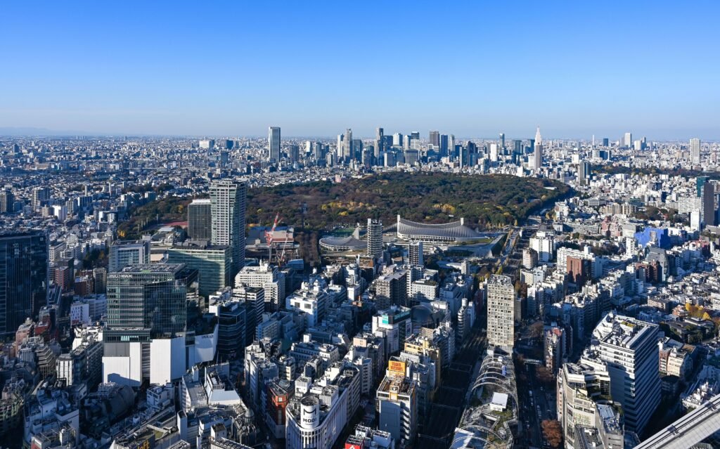 Ciudad de Tokio en Japón, vista aérea