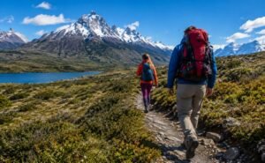 Turistas haciendo trekking en Patagonia