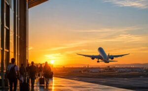 80 curiosidades sobre el turismo, imagen ilustrativa un aeropuerto con llegada de turistas