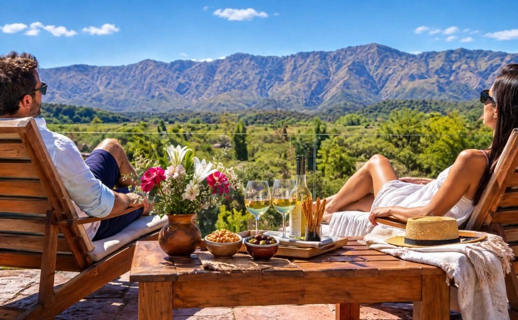 Imgen de Calma Nono hotel en Nono, con una pareja a puro reláx, Traslasierra, provincia de Córdoba, Argentina
