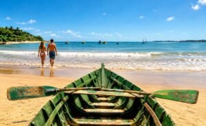 Pareja en una playa en Espírito Santo, Brasil