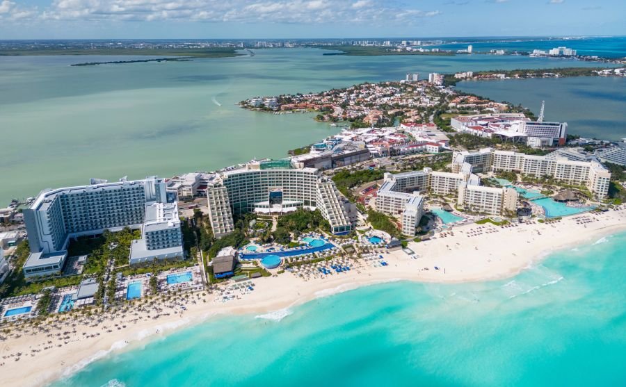 Vista aérea de Cancún, México