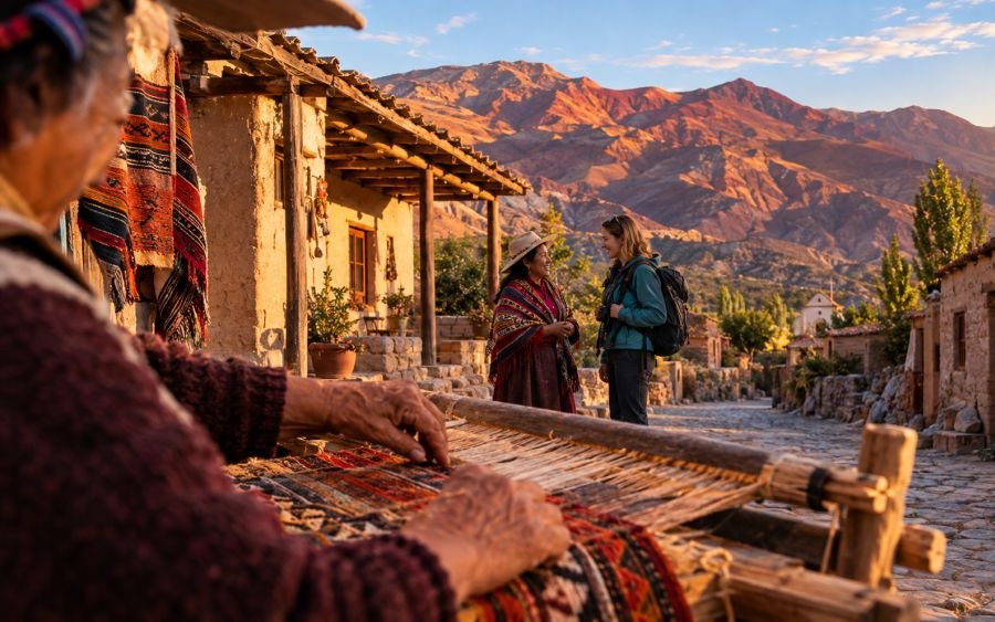 Foto de tejidos y encuentros en un lugar genérico del norte Argentino